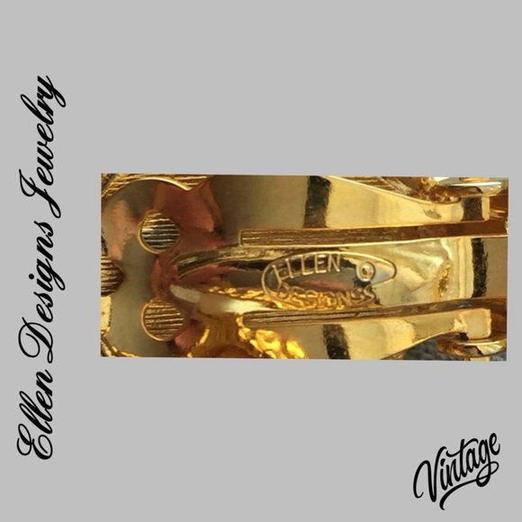 RARE Ellen Designs VTG 70s Pearl Gold Clip On Earrings LBN - Picture 5 of 5